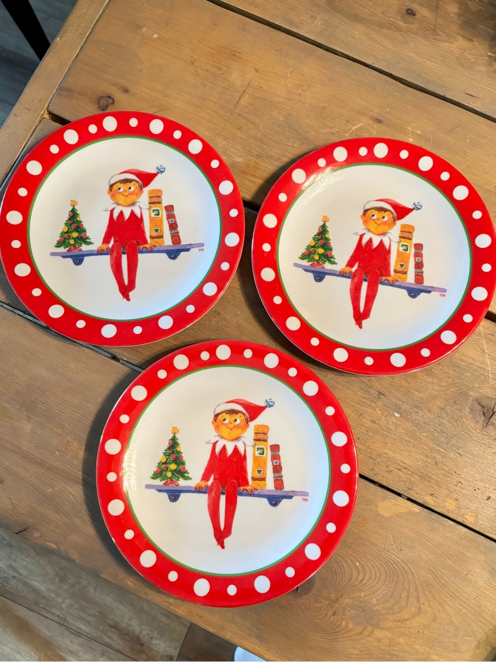 Pottery Barn Kids Melamine Plates Christmas Elf on the Shelf x3